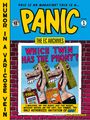 Titel: "PANIC". Text: "WHICH TWIN HAS THE PHONY?", "HUMOR IN A VARICOSE VEIN", "THE EC ARCHIVES", "FOREWORD BY BOB FINGERMAN". Zeichnung von zwei identischen Figuren, eine hält ein "PANIC"-Heft, die andere ein "GET STUNG"-Heft.