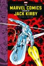"The Marvel Comics Covers of Jack Kirby, Volume 2 1965-1968." Illustration: Ein silberner Held auf Surfbrett vor rotem Hintergrund.