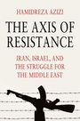 Texte: "HAMIDREZA AZIZI", "THE AXIS OF RESISTANCE", "IRAN, ISRAEL, AND THE STRUGGLE FOR THE MIDDLE EAST". Silhouette eines Gewehrs vor Stacheldraht.