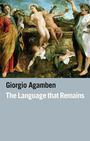 Texte: Giorgio Agamben, The Language that Remains. Eine klassische Gemäldeszene mit Figuren in antiken Gewändern.