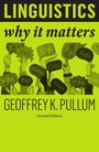 Text: „LINGUISTICS why it matters GEOFFREY K. PULLUM Second Edition.“ Mehrere Hände halten Sprechblasen mit „Hallo“ in verschiedenen Sprachen.