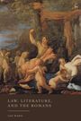 Text: "LAW, LITERATURE, AND THE ROMANS", "IAN WARD". 

Illustration: Römische Figuren in einer malerischen Szene mit Bäumen und Kindern.
