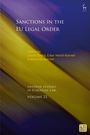 "Sanctions in the EU Legal Order". Bearbeitet von Jacob Öberg, Ester Herlin-Karnell, Maria Bergström. Blauer und gelber Hintergrund.