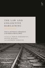 "The Law and Collective Bargaining" oben, Details unten. Im Hintergrund Eisenbahnschienen in schwarz-weiß.
