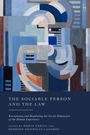 "The Sociable Person and the Law" ist der Titel. Abstraktes Gemälde mit geometrischen Formen in Blau- und Brauntönen.