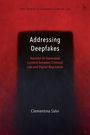 Text: "Addressing Deepfakes", "Harmful AI-Generated Content between Criminal Law and Digital Regulation", "Clementina Salvi".  
Illustration: Abstrakte rote und schwarze Bereiche.