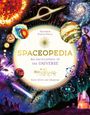 „Spaceopedia: An Encyclopedia of the Universe“, von Professor Raman Prinja. Bunte Planeten und Sterne im Weltraum.