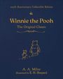 "Winnie the Pooh: The Original Classic" steht in goldener Schrift auf dunkelblauem Hintergrund, darunter eine Illustration.