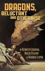 "Dragons, Reluctant and Otherwise" steht oben. Ein Ritter sitzt, während ein großer Drache ihn anblickt.