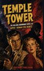 "Temple Tower" oben in gelber Schrift. Ein Mann mit Pistole und eine Frau, besorgt blickend. Ein Maskierter im Hintergrund.