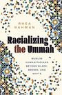 "Racializing the Ummah" von Rhea Rahman. Bunte geometrische Muster umrahmen den Text.