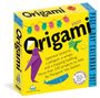 "Origami 2027 PAGE•A•DAY® CALENDAR. Japanese lanterns, penguin, whale. More than 250 projects. Gelber Hintergrund."