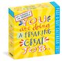 Text: "YOU are doing A FREAKING GREAT JOB. DAILY REMINDERS OF YOUR AWESOMENESS. 2027. PAGE-A-DAY CALENDAR". Buntes Design.