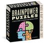 "Brainpower Puzzles: A Year of Games to Sharpen Your Mental Fitness. Illustration eines Kopf-Puzzles in bunten Farben."