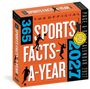 "365 Sports Facts-A-Year 2027" in großer Schrift. Silhouetten von Sportlern auf einem orange-blauen Hintergrund.