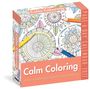 "Calm Coloring", "PAGE-A-DAY CALENDAR 2017". Mandala-Muster mit Buntstiften in Gelb, Grün, Blau und Orange.