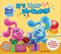 „It’s Your Birthday!“, „Hidden Surprises Inside!“, fröhliche blaue und pinke Hunde mit Geschenken und Ballons.