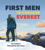 "FIRST MEN TO CONQUER EVEREST" über zwei Bergsteiger in Winterkleidung, eine Illustration von Bergszenerie.