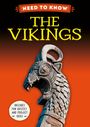 "Need to Know: The Vikings" in gelbem Text vor rotem Hintergrund. Eine hölzerne Drachenschnitzerei ist unten zu sehen.