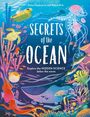 "SECRETS of the OCEAN" steht in Großbuchstaben, umgeben von farbenfrohen Meeresbewohnern und einer Tauchkapsel.