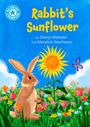 "Rabbit's Sunflower" von Sheryl Webster, Marylore Seecharan. Illustration eines Kaninchens mit Sonnenblume in Blumenwiese.