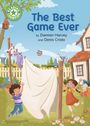 „The Best Game Ever“ von Damian Harvey und Denis Cristo. Kinder spielen neben Wäscheleine, farbenfrohe Szene im Garten.