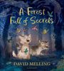 „A Forest Full of Secrets“. Zwei Wölfe im Wald, umgeben von bunten Schmetterlingen und magischen Lichtern.