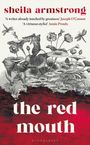 "sheila armstrong", "the red mouth", Blumenillustration mit Libellen, rote und schwarze Farbe im unteren Bereich.