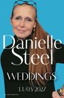 Text: "Danielle Steel WEDDINGS 11/03/2027". Frau mit langen Haaren vor blauem Hintergrund.