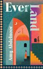 „Ever Land“ und „Amy Abdelnoor“ auf einer farbenfrohen Illustration mit Treppen und Personen in geometrischer Architektur.