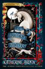 „Captivating“ Naomi Novik, The Unicorn Hunters, Katherine Arden. Ein Einhorn, Vogel, Burg und Hund in kunstvoll dekoriertem Rahmen.