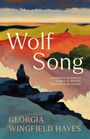 „Wolf Song“, „A Woman's Journey in Search of Wolves, Wildness & Belonging“, Georgia Wingfield Hayes. Illustration: Landschaft mit Person.