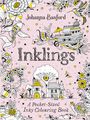 Buchtitel "Inklings" von Johanna Basford. Illustration mit Fischen, Blumen, Haus, Schiff, Kolibri und Schildkröte auf rosa Hintergrund.