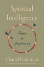 Text: "Spiritual Intelligence. Paths to Awakening. Daniel Goleman." Illustration mit buntem Kreis und fliegenden Vögeln.