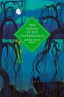„The Hound of the Baskervilles“ von Arthur Conan Doyle, grüne Diamantform, Nachtlandschaft mit Bäumen und Hundesilhouette.