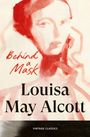 „Behind a Mask“, „Louisa May Alcott“, „VINTAGE CLASSICS“; Illustration eines Gesichts in roten Aquarelltönen.