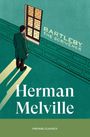 "BARTLEBY, THE SCRIVENER", "Herman Melville", "VINTAGE CLASSICS". Illustration eines Mannes vor einem Fenster.