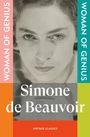 "Woman of Genius", "Simone de Beauvoir", "Vintage Classics". Schwarz-weißes Porträt einer Frau.