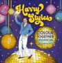 "Harry Styles"; "Colour Together Unofficial Colouring Book". Illustration: Person mit Mikrofon, bunte Discokugeln, Sterne.