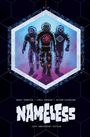 "Grant Morrison, Chris Burnham, Nathan Fairbairn, Nameless, 10th Anniversary Edition." Drei Astronauten in bunten Anzügen.