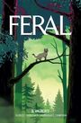 "FERAL", "6: WILDCATS". Katzen auf Ästen in einem dichten, grünen Wald, gezeichnete Illustration.
