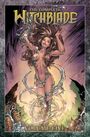 "THE COMPLETE WITCHBLADE VOLUME FIVE" zeigt eine Frau in einem dynamischen, fantasievollen Setting mit leuchtenden Effekten.