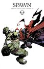 "SPAWN Origins Collection Volume 33". Zwei kämpfende Figuren, eine in rotem Umhang, die andere in grüner Rüstung.