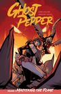Text: "Ghost Pepper", "Ludo Lullabi", "Adriano Lucas", "Volume 3 Mastering the Flame".   
Illustration: Eine Frau kämpft gegen ein geflügeltes Wesen.  