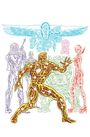 Keine Texte sichtbar. Illustration: Eine dynamische Figur im Vordergrund, umgeben von futuristischen Gestalten.