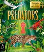 Text: "Secrets of the Museum", "PREDATORS", "Enter here". Illustration: Tiere im Dschungel, darunter ein Leopard, ein Affe, eine Schlange.