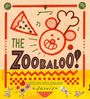 Text: "EAT PIZZA", "AND PARTY", "yummy", "THE ZOOBALOO!", "PIZZA", "A FRESH AND TASTY TALE FROM Jarvis". Illustration: Fröhlicher Cartoon-Koch.
