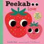 „Peekaboo Love“, „DELUXE GIFT EDITION“, Erdbeer-Illustration mit großen Augen auf rosa Hintergrund.
