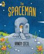 "The Spaceman" und "Randy Cecil" in großer gelber Schrift. Illustration eines Astronauten vor einem runden Raumschiff.