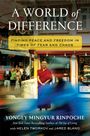 Titel: "A World of Difference". Untertitel: "Finding Peace and Freedom in Times of Fear and Chaos". Mönch in roter Robe.